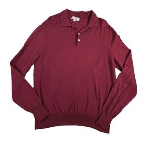 Canali Mens Red Wool Henley Long Sleeve Top Sweater Sz 58 Luxury Old Money Prep